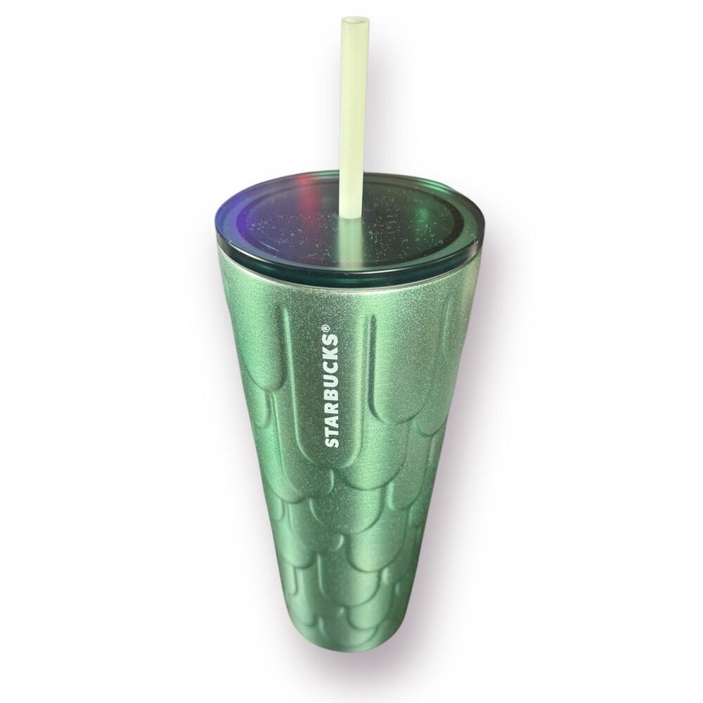 Starbucks 2022 Stainless Steel Green Mermaid Tail Scales Venti Tumbler‎ 24oz